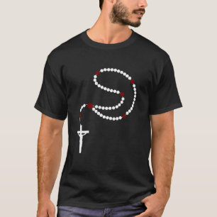 Katholisches Rosenkranz-Kreuz Christlicher Glaube T-Shirt