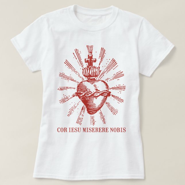 Katholisches Shirt Heiliges Herz Jesu Lateinische  (Design vorne)