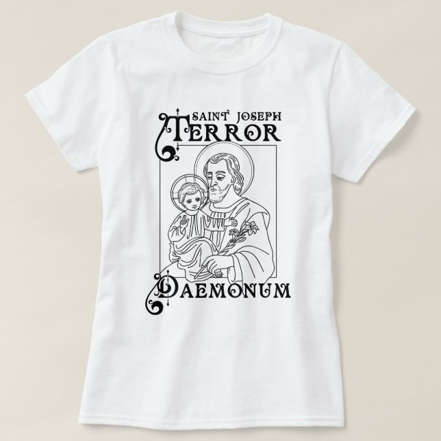 Katholisches Shirt St. Joseph Terror von Dämonen (Design vorne)