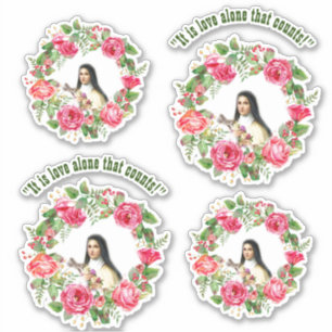 Katholisches St. Therese zitiert rosa Rosen Aufkleber
