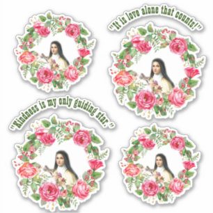 Katholisches St. Therese zitiert rosa Rosen Aufkleber