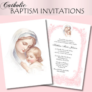 Katholisches Taufe Christkindl Mary Jesus Einladung
