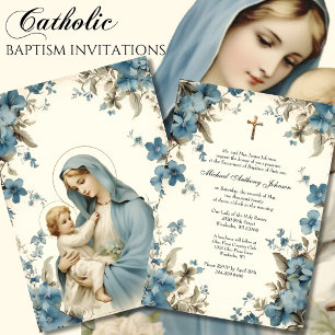 Katholisches Taufkleid Gesegnete Mutter Jesus Einladung