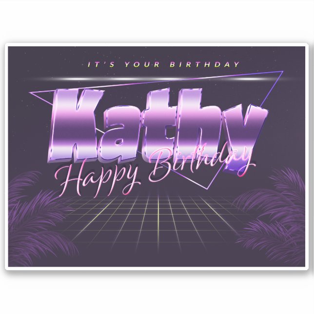 Kathy Name Prénom lila retro Sticker (Devant)