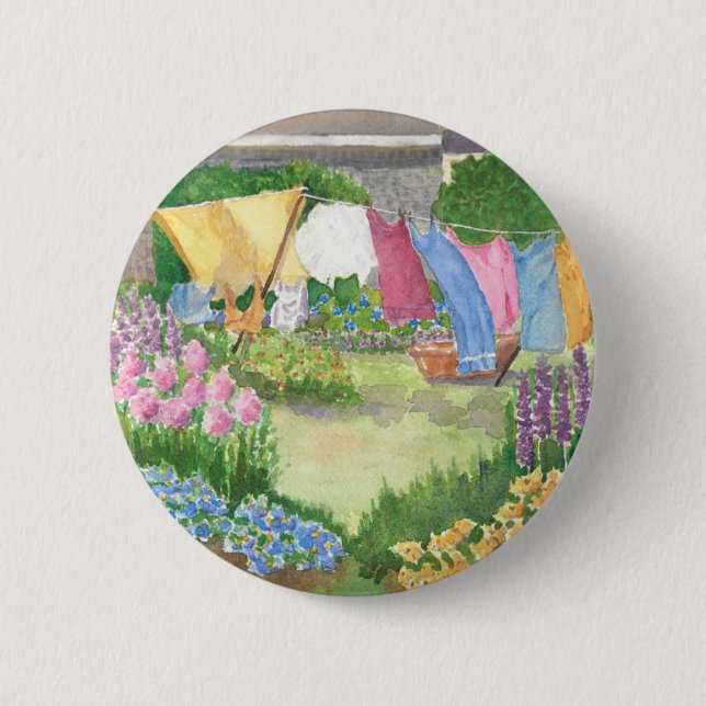 Kathy's Wäsche auf Monhegan ist Maine Round Button (Vorderseite)