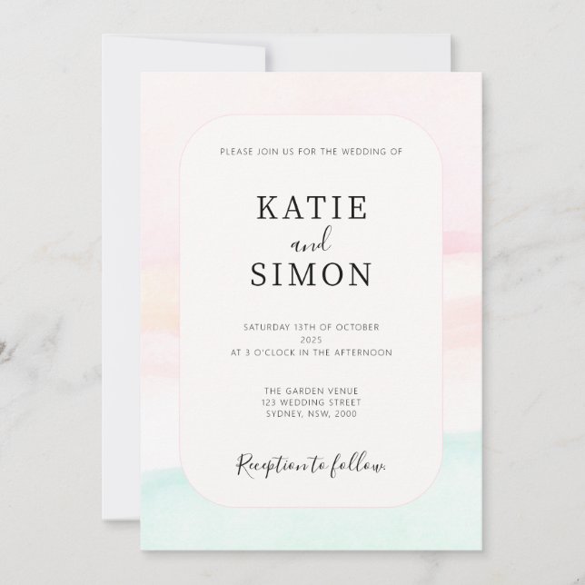 Katie - Einladung zur Hochzeit von Watercolor Past (Vorderseite)