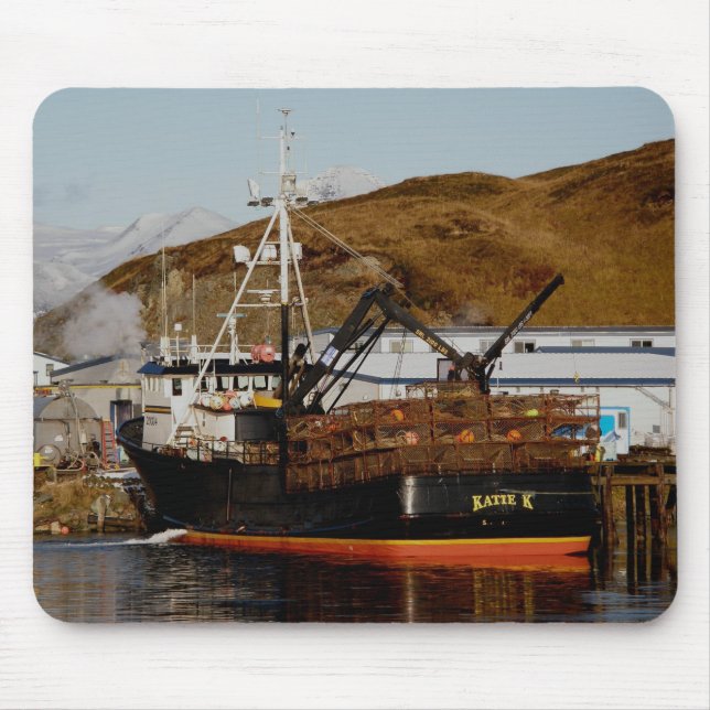 Katie K, Krabben-Boot im niederländischen Hafen, Mousepad (Vorne)