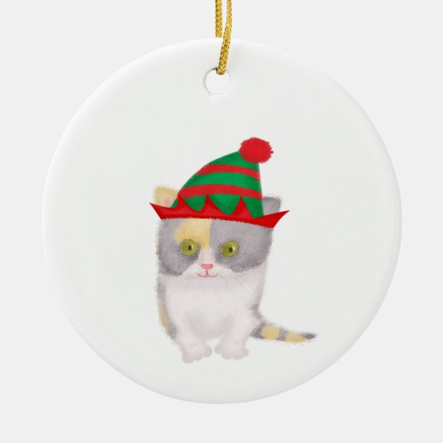 Katie kitten personalisierte Weihnachtsbaumschmuck Keramik Ornament (Vorne)