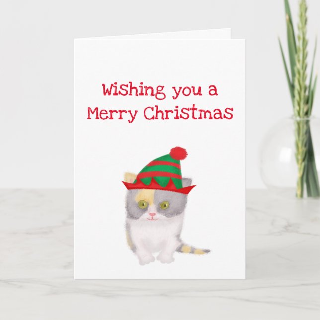 Katie kitten wünscht dir eine fröhliche Weihnachts Karte (Vorderseite)