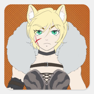 Katlin-chan Quadratischer Aufkleber