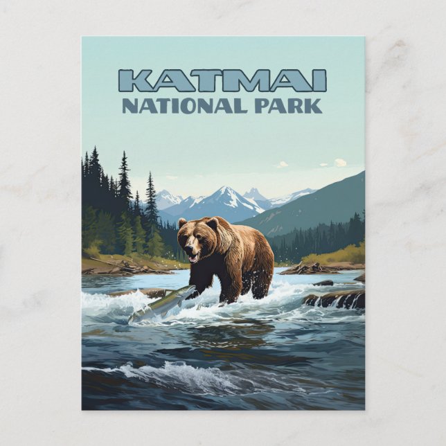 Katmai National Park Alaska Bear Brooks River Postkarte (Vorderseite)