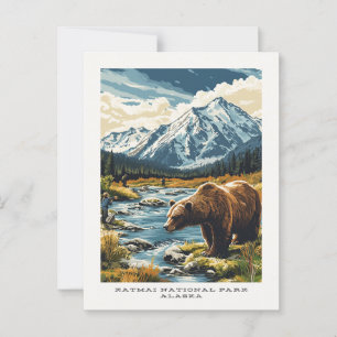 Katmai National Park Alaska Travel Postcard Postkarte