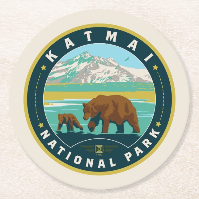 Katmai National Park Runder Pappuntersetzer (Vorderseite)