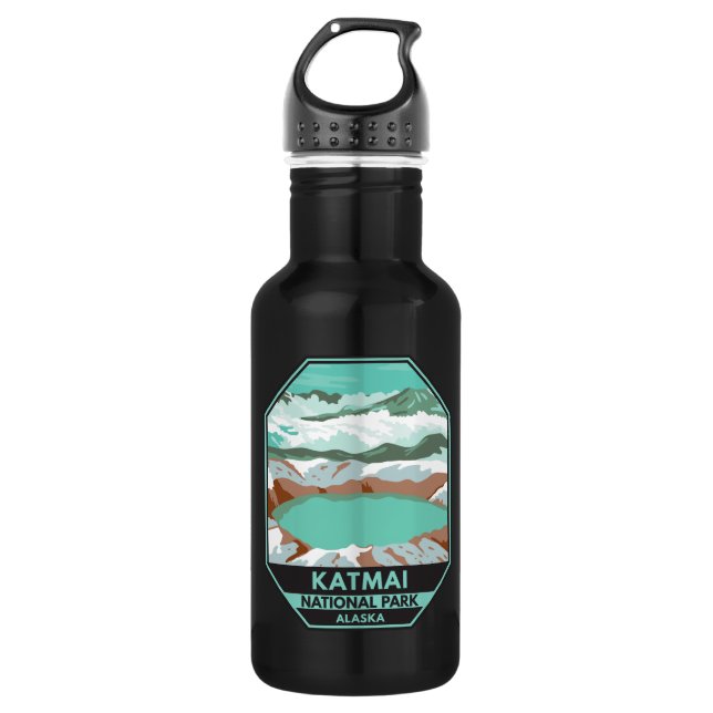 Katmai National Park Summit Krater Lake Alaska Edelstahlflasche (Vorderseite)