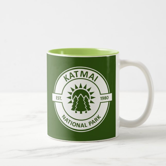 Katmai National Park Sun Trees Zweifarbige Tasse (Rechts)