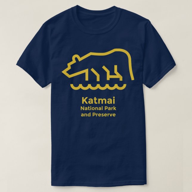 Katmai Nationalpark Alaska Minimalistisch Retro Gr T-Shirt (Design vorne)