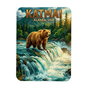 Katmai Nationalpark Alaska Reise Postkarte Magnet
