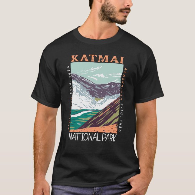 Katmai Nationalpark Alaska Vintag erschüttert T-Shirt (Vorderseite)