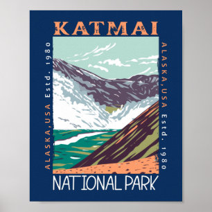 Katmai Nationalpark Alaska Vintage Distressed Poster