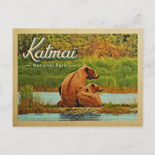 Katmai Nationalpark Bären Vintage Postkarte