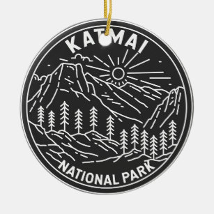 Katmai Nationalpark Vintag Monoline Keramik Ornament