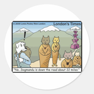 Katmandu Dogmandu Hund Vs Katze Lustige Geschenke Runder Aufkleber