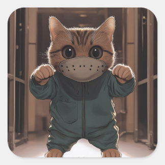 KatNibal Süße Halloween-Katze Quadratischer Aufkleber