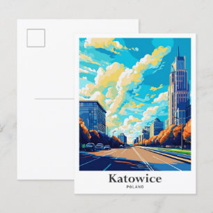 Katowice Polen Reiseportrait-Illustration Postkarte