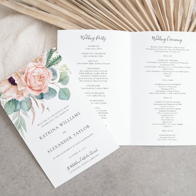 Katrina Boho Katholische Hochzeitsprogramme (Von Creator hochgeladen)