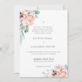 Katrina Boho Watercolor Blume Katholische Hochzeit Einladung