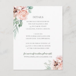 Katrina Pink Floral Wedding Guest Details Begleitkarte