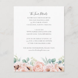 Katrina Pink Floral Wedding Guest Details Begleitkarte