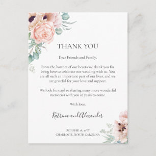 Katrina Pinke Florale Hochzeitsempfang Danke Schön Postkarte