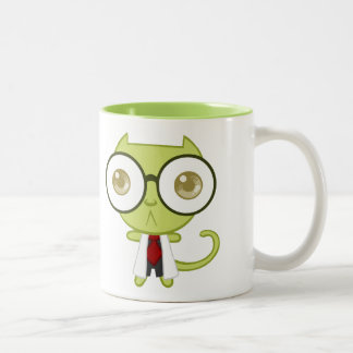 Kats mit Glassez: Professor Oops Mug Zweifarbige Tasse