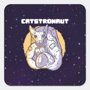 Katstronaut Cat Cosmonaut Quadratischer Aufkleber