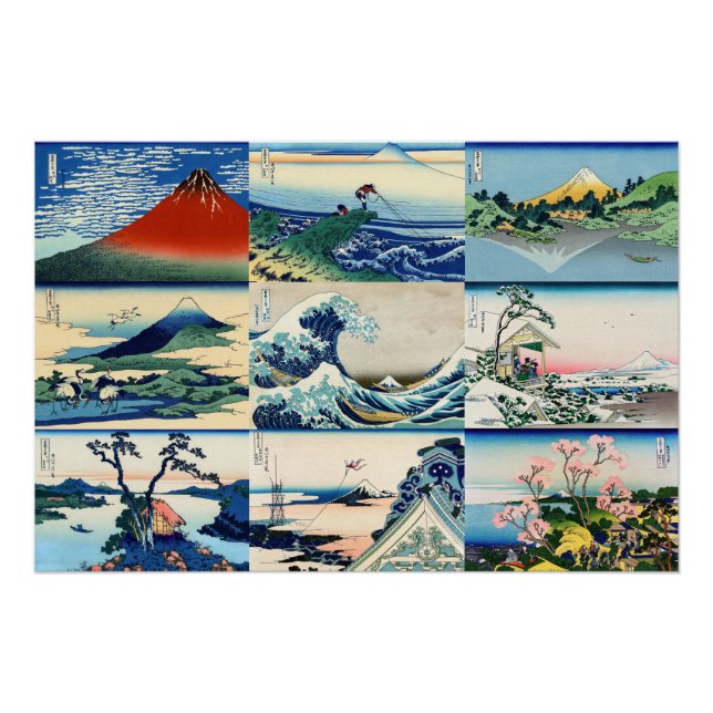 Katsushika Hokusai - 36 Ansichten des Mt Fuji Ausw Poster (Vorderseite)
