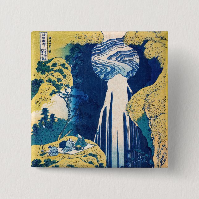 Katsushika Hokusai - Amida Falls Button (Vorderseite)