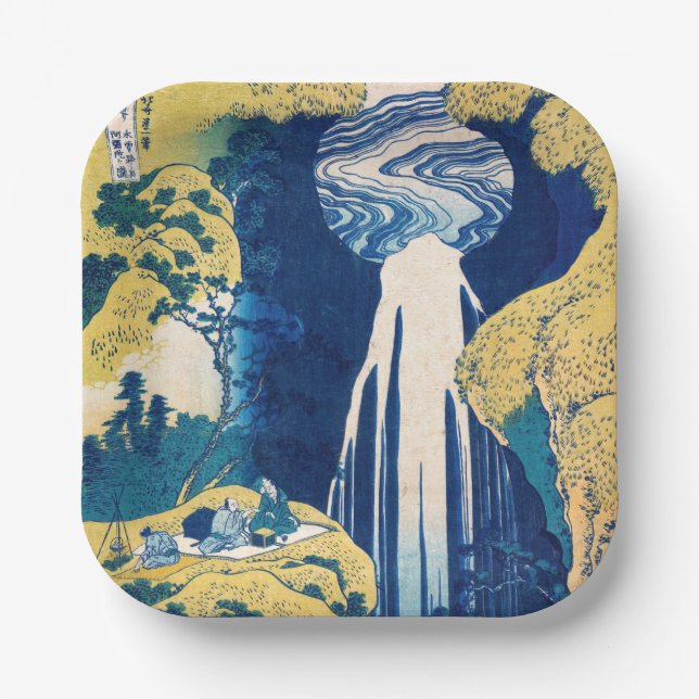 Katsushika Hokusai - Amida Falls Pappteller (Vorderseite)