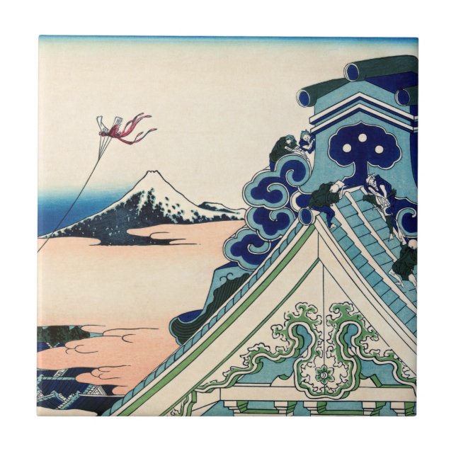 Katsushika Hokusai - Asakusa Honganji temple, Edo Fliese (Vorderseite)