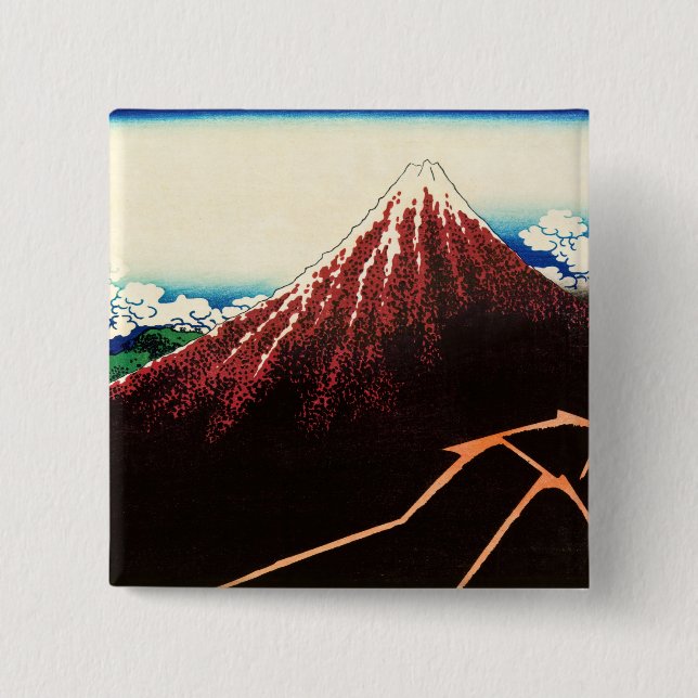Katsushika Hokusai - Blitze unterhalb des Gipfels Button (Vorderseite)