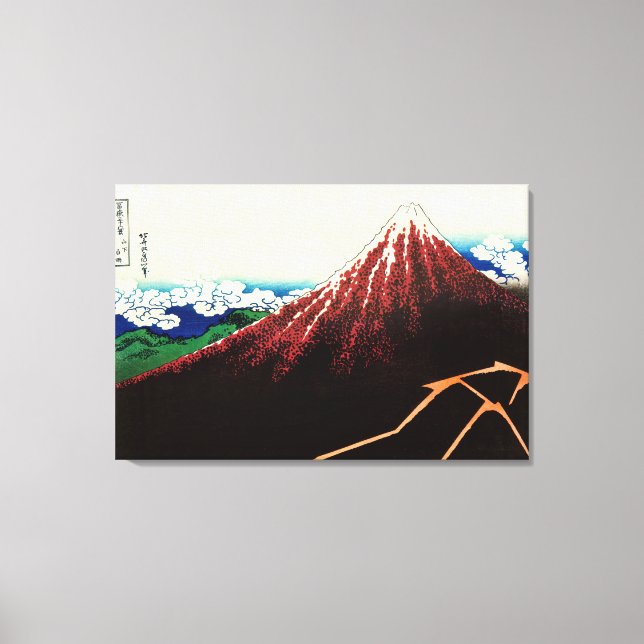 Katsushika Hokusai - Blitze unterhalb des Gipfels Leinwanddruck (Vorderseite)