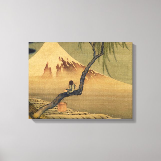 Katsushika Hokusai Boy View Mount Fuji Leinwanddruck (Vorderseite)