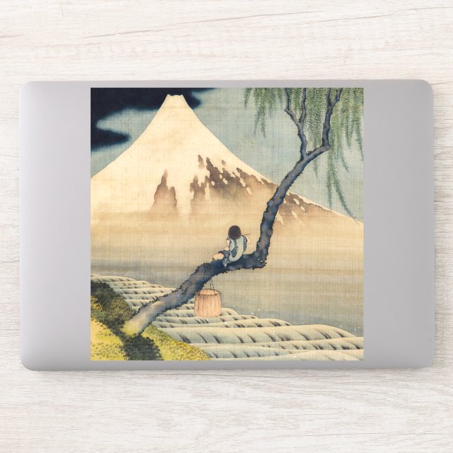 Katsushika Hokusai - Boy Viewing Mount Fuji Aufkleber (Computer)
