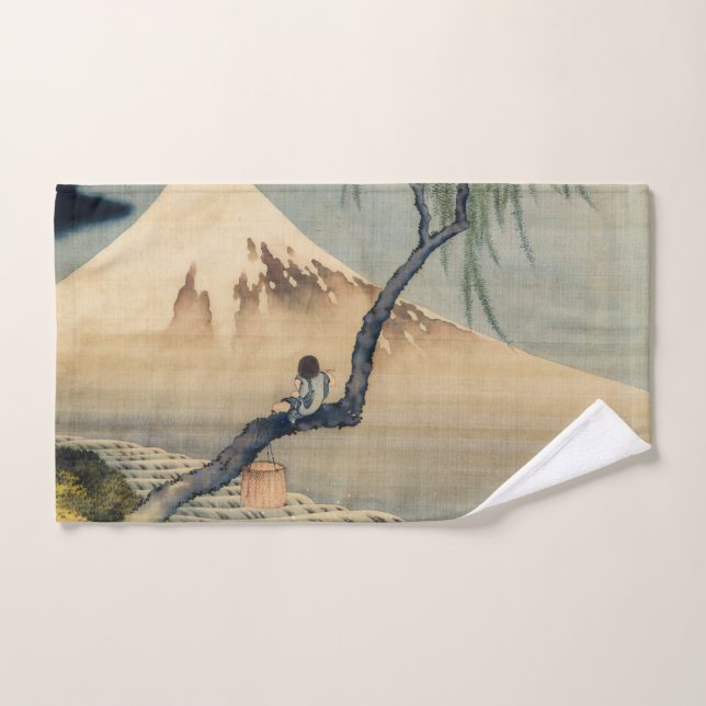 Katsushika Hokusai - Boy Viewing Mount Fuji Badhandtuch Set (Handtuch)