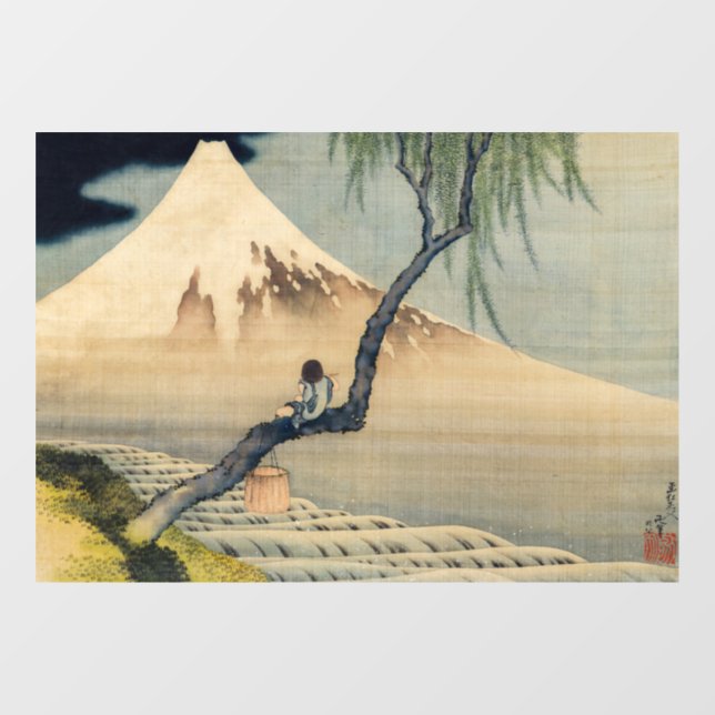 Katsushika Hokusai - Boy Viewing Mount Fuji Fensteraufkleber (Blatt)