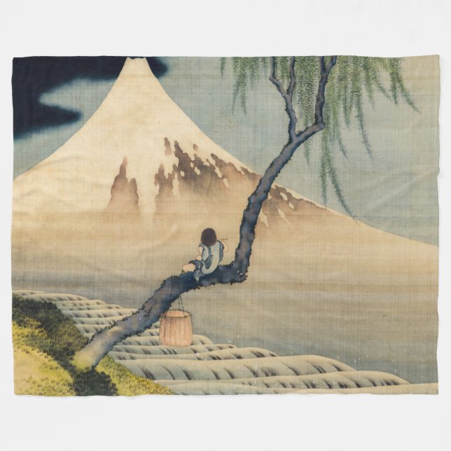 Katsushika Hokusai - Boy Viewing Mount Fuji Fleecedecke (Vorderseite (Horizontal))