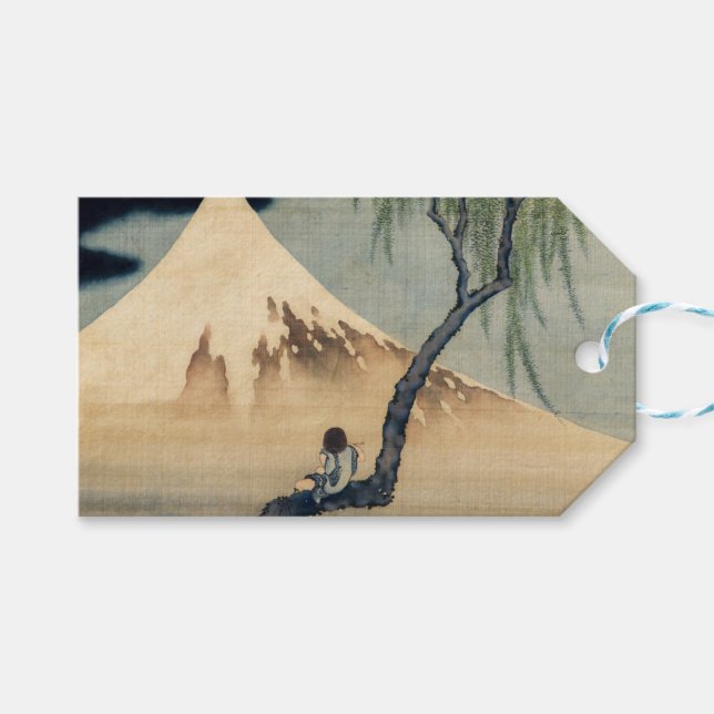 Katsushika Hokusai - Boy Viewing Mount Fuji Geschenkanhänger (Vorderseite (Horizontal))