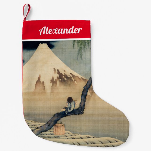 Katsushika Hokusai - Boy Viewing Mount Fuji Kleiner Weihnachtsstrumpf (Vorderseite)