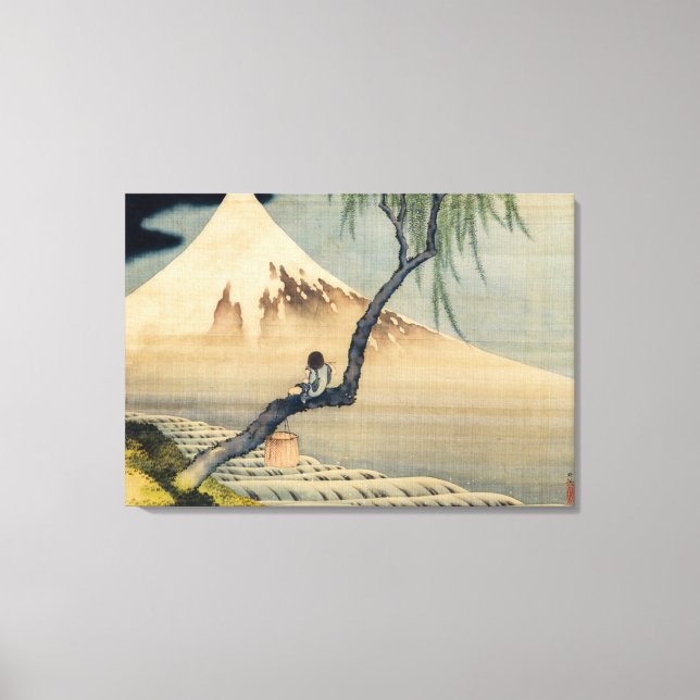 Katsushika Hokusai - Boy Viewing Mount Fuji Leinwanddruck (Vorderseite)