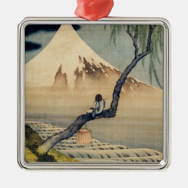 Katsushika Hokusai - Boy Viewing Mount Fuji Ornament Aus Metall (Vorne)